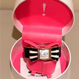Isaac Mizrahi Black and White Bow Accent Watch